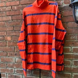 Vintage Ralph Lauren Long Sleeve Turtleneck Orange Blue Stripe Large